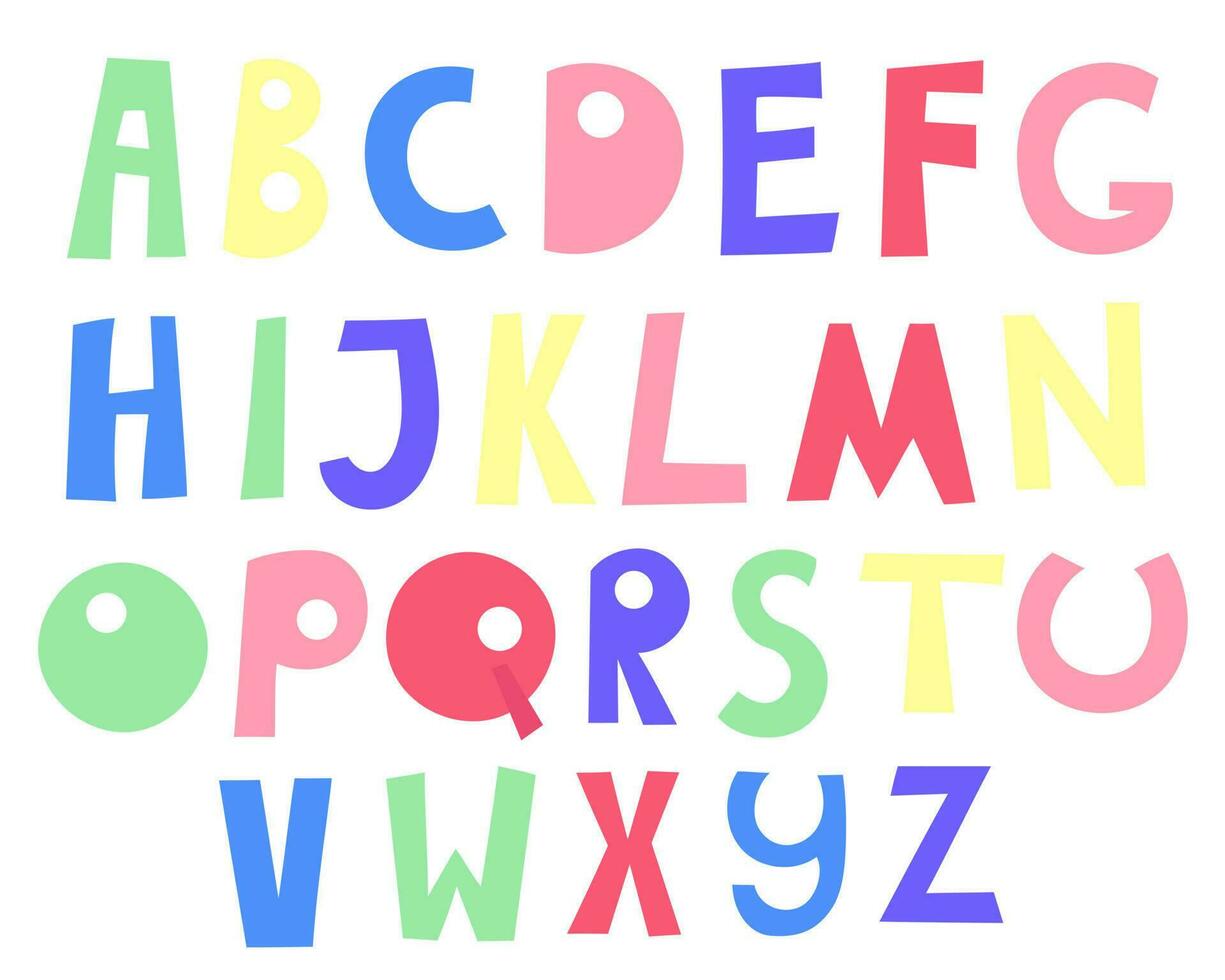 garabatear mano dibujado estilo contorno vistoso letras de Inglés alfabeto, capital letras, linda gracioso decorativo letras vector