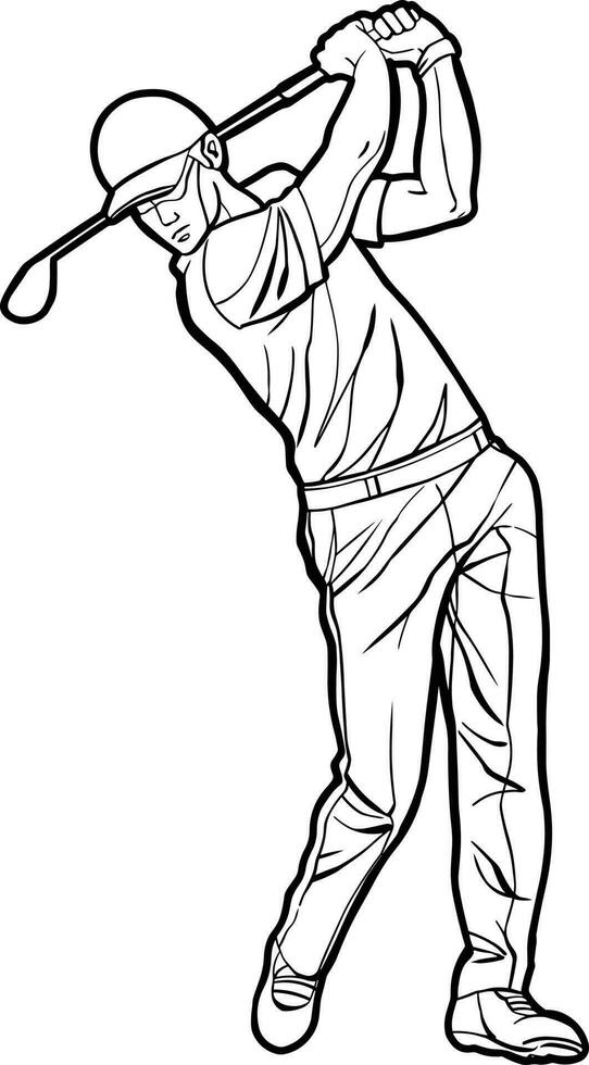 golf player swing action outdoor sport vector