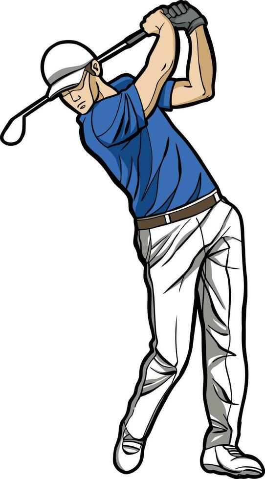 golf player swing action outdoor sport vector