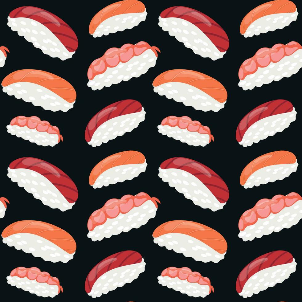 Seamless pattern with mouth-watering sushi vector