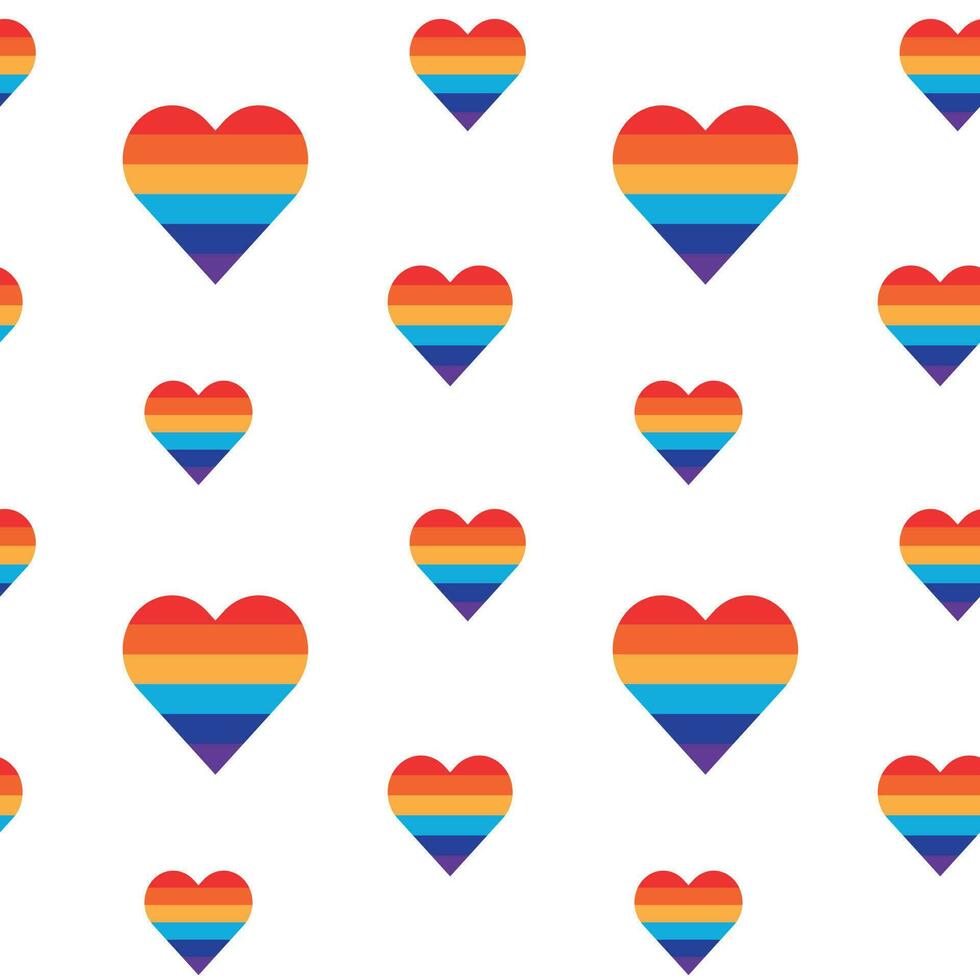 Seamless pattern with rainbow hearts vector