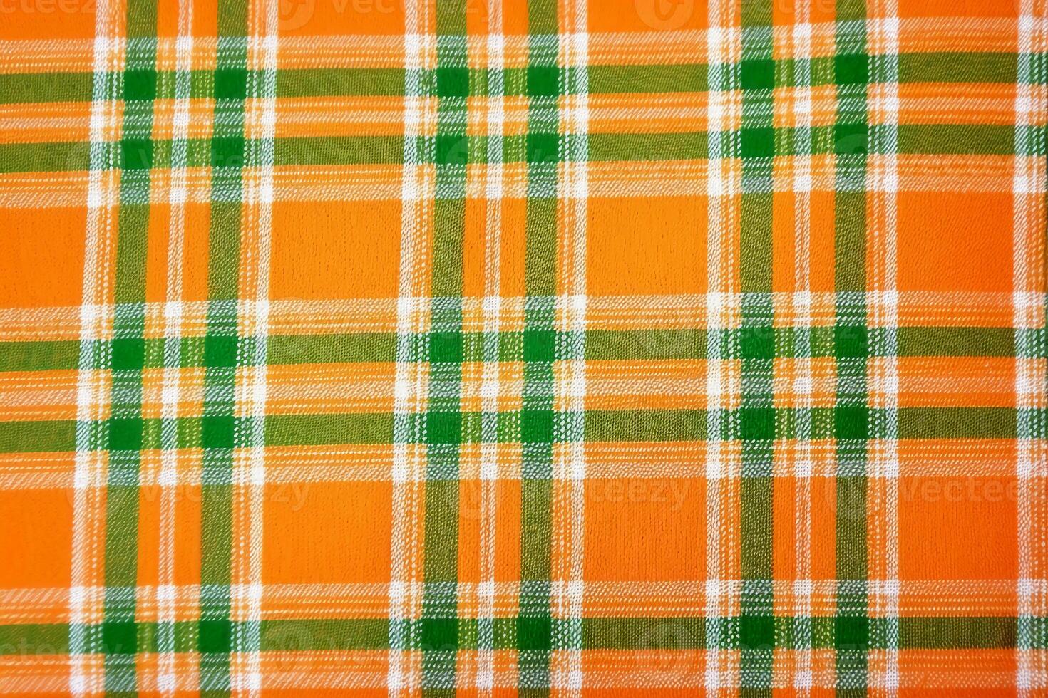 orange fabric textile pattern, plaid background, linen cotton. photo
