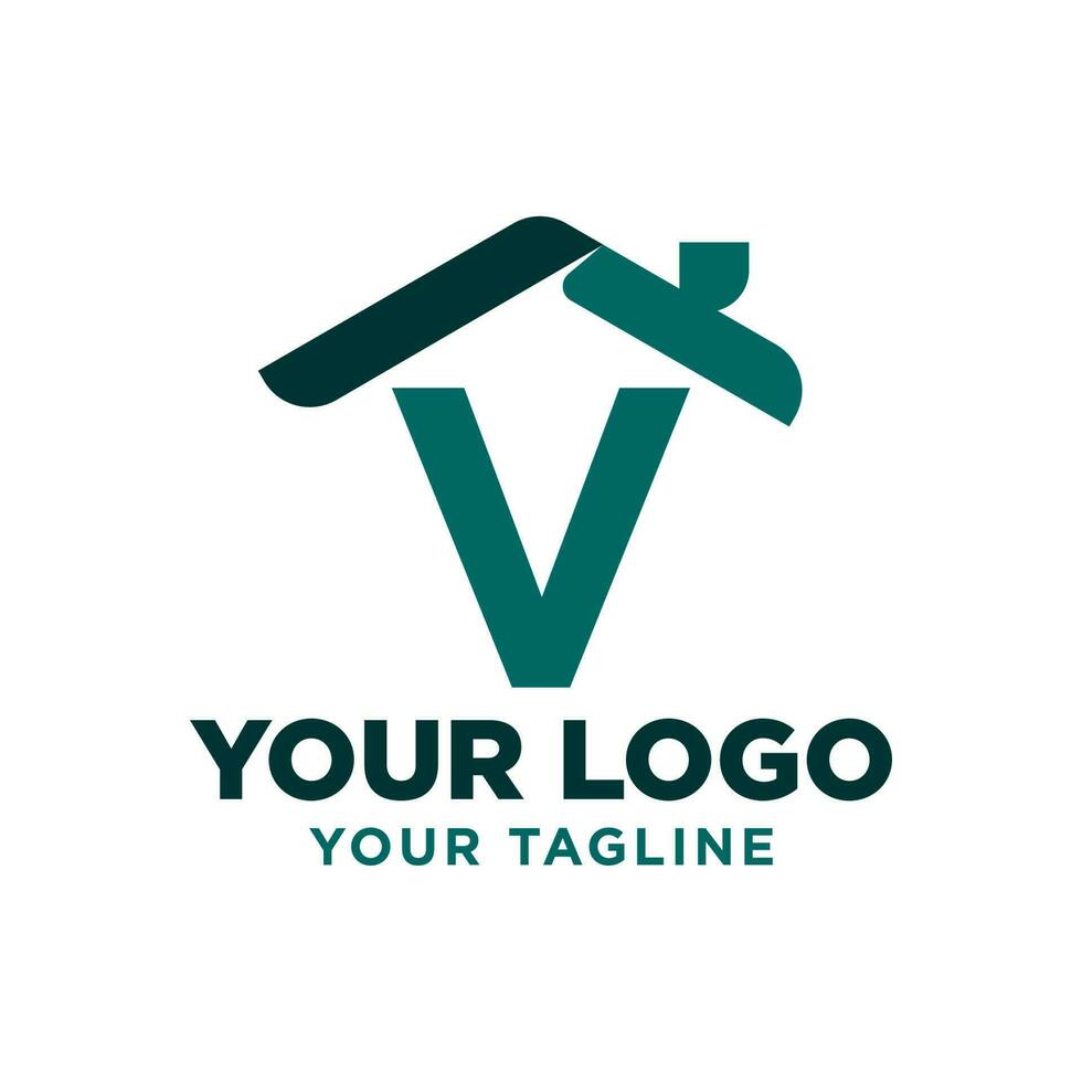 letter V roof vector logo design