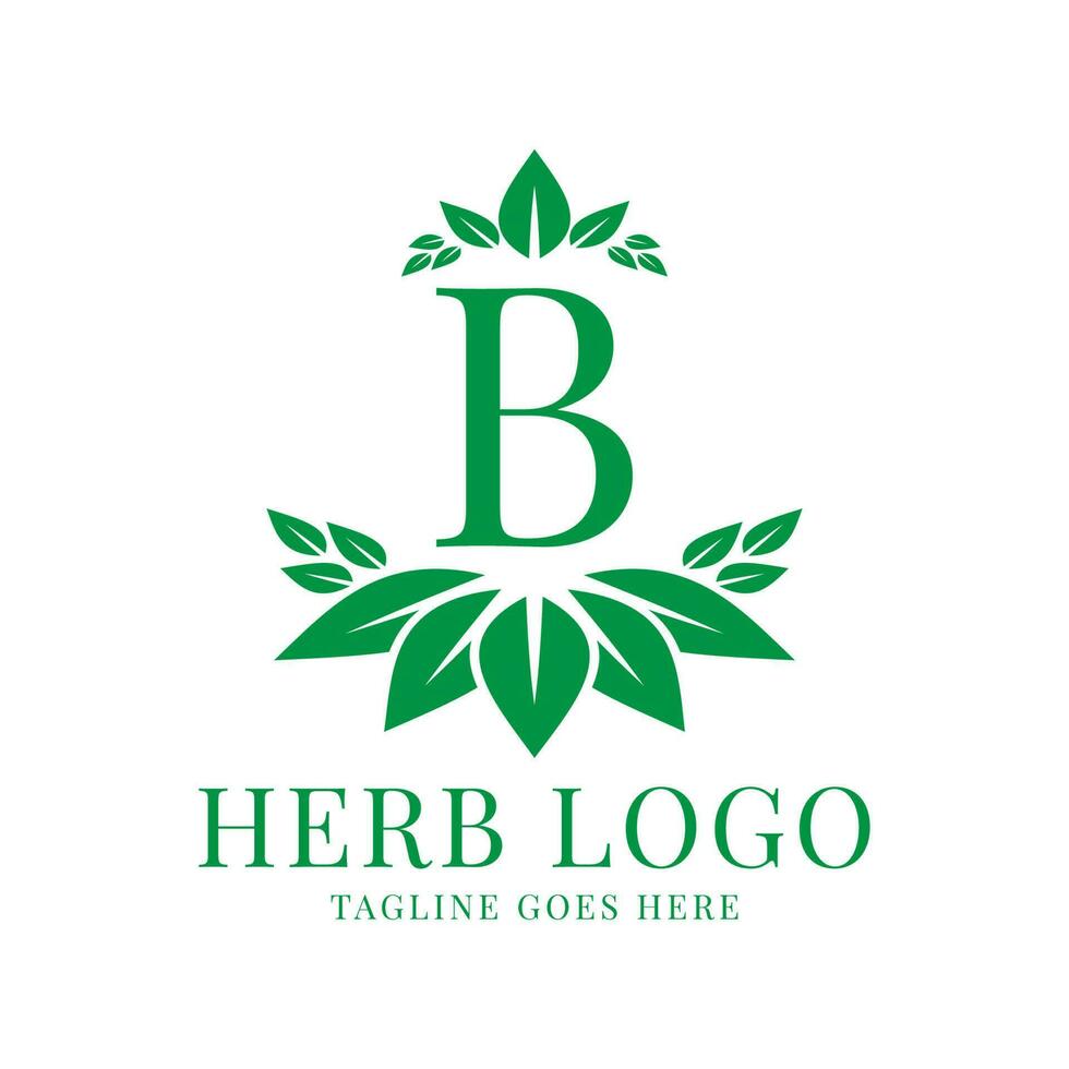 letra si herbario hojas inicial vector logo diseño