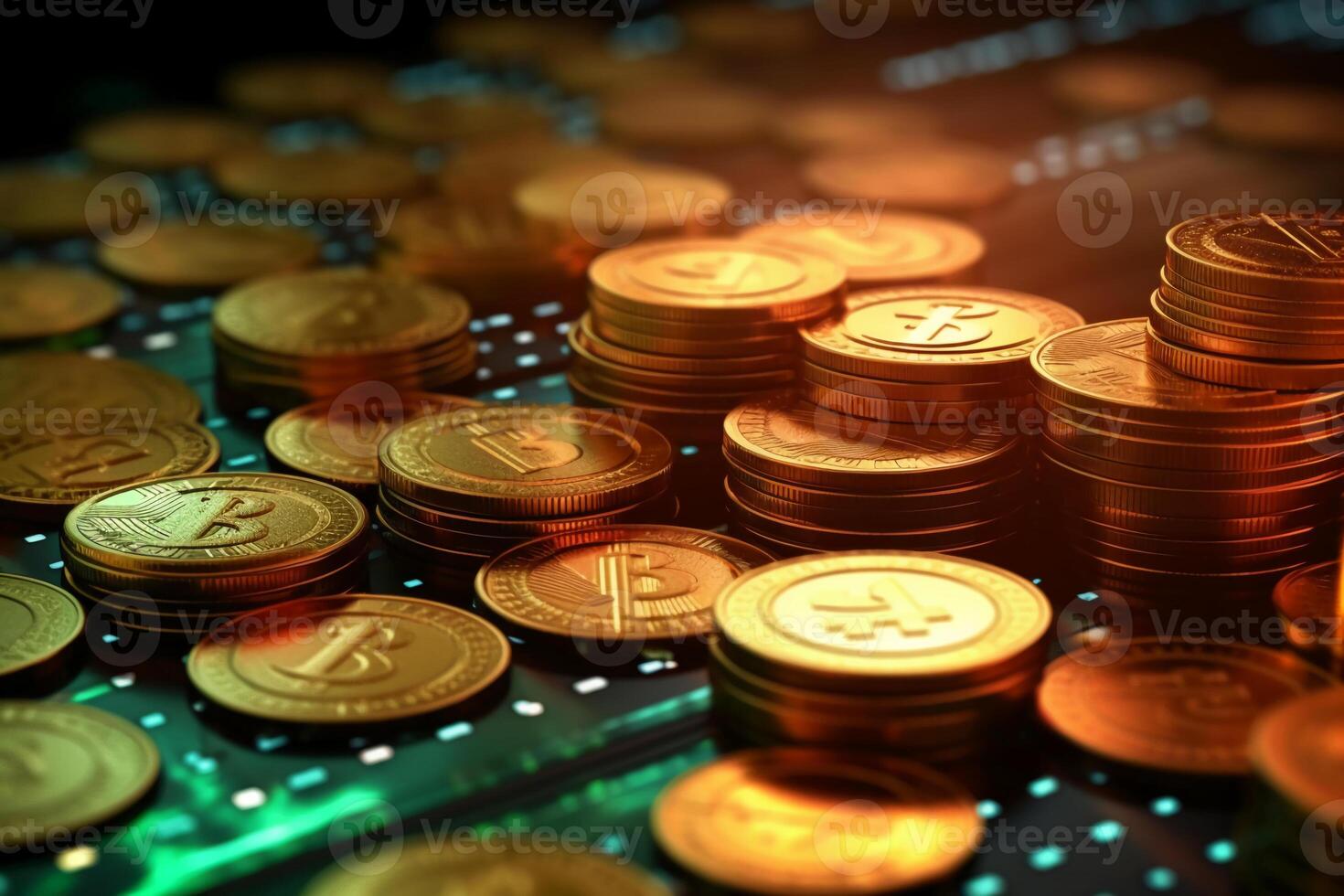 close up of rows coins for finance and banking concept. photo