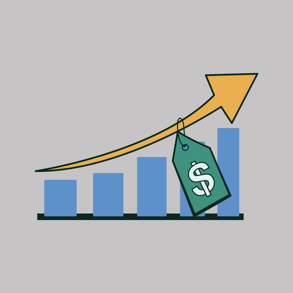 vector illustration of inflation graph american dollar is rising