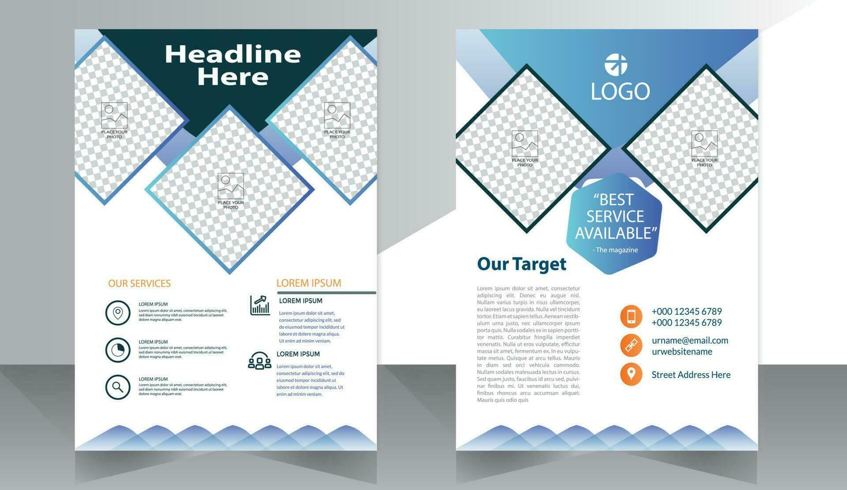 Corporate Book Cover Design Template in A4. Can be adapt to Brochure, Annual Report, Magazine,Poster, Business Presentation, Portfolio, Flyer, Banner, Website vector