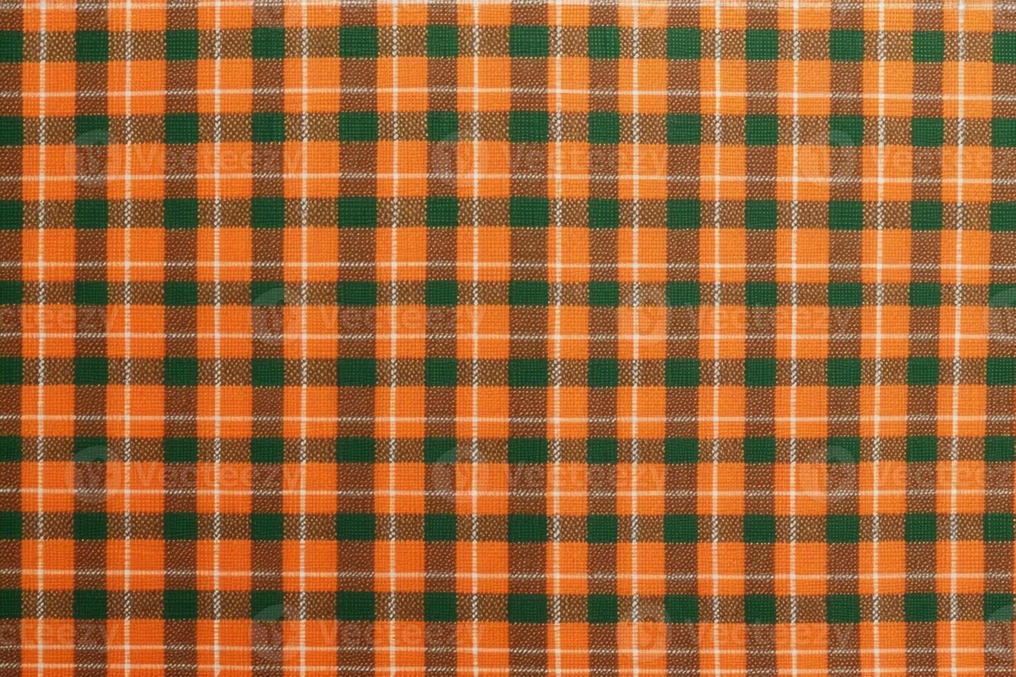 orange fabric textile pattern, plaid background, linen cotton. photo