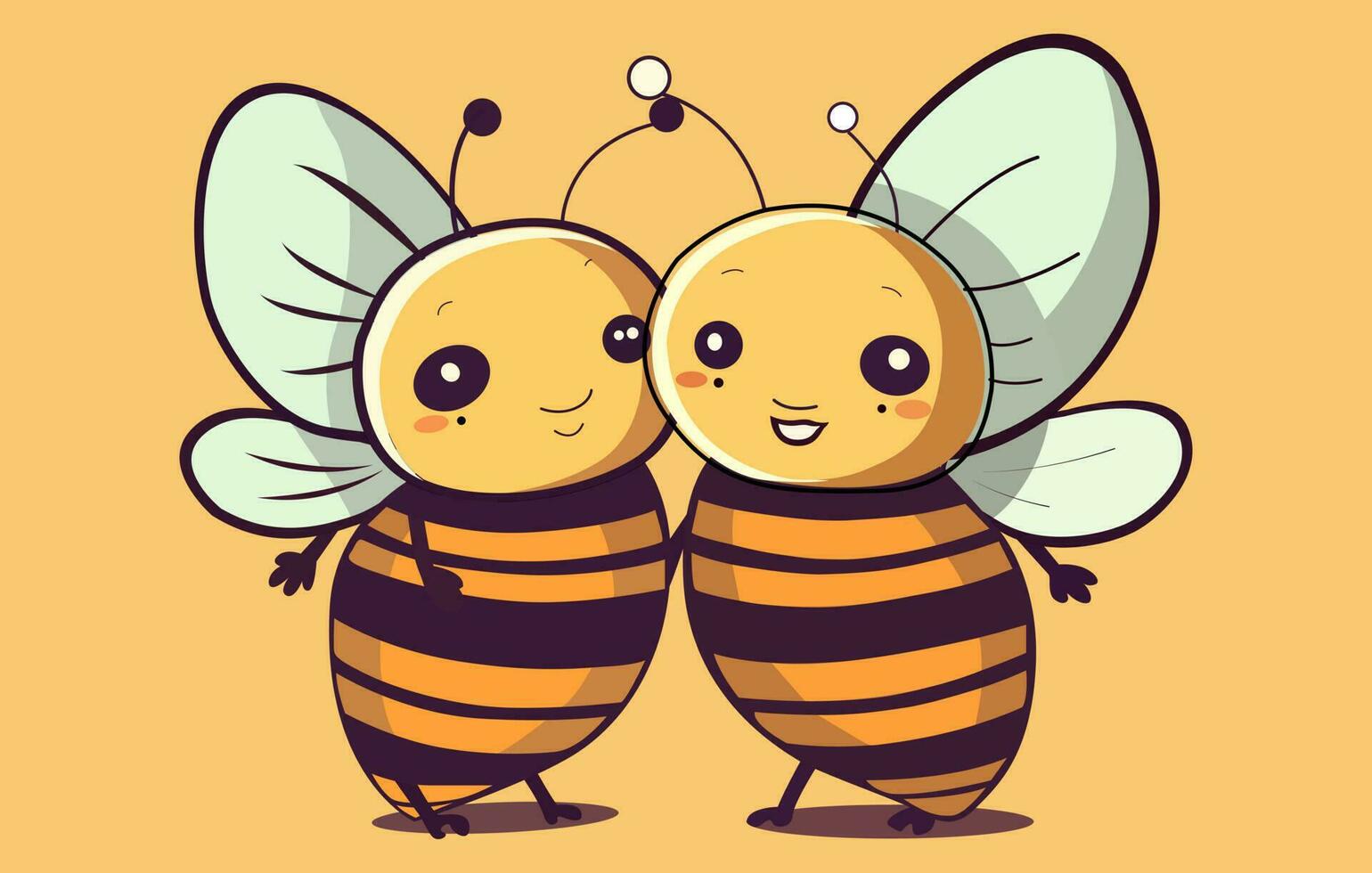 dibujos animados abeja abrazando dibujos animados icono conjunto, lindo abejas mosca terminado el flor. vector ilustración en plano estilo