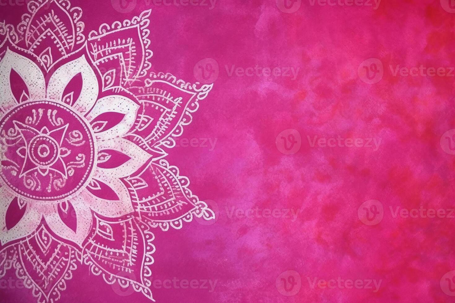 Fuchsia Crayola color background paper texture Rangoli pattern painting. photo