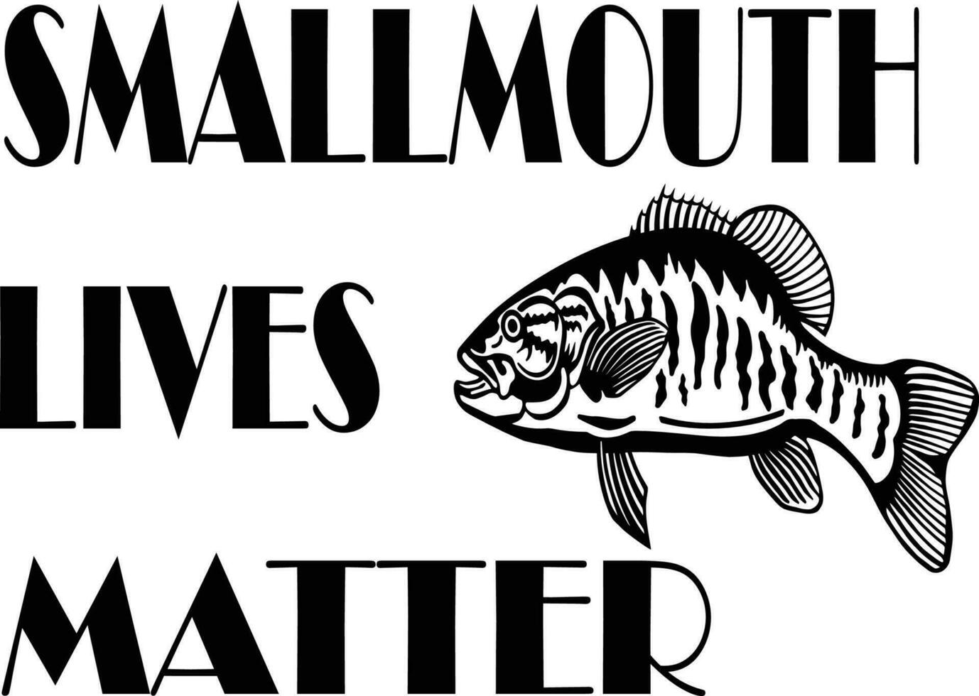 smallmouth bass, black and white fish vector