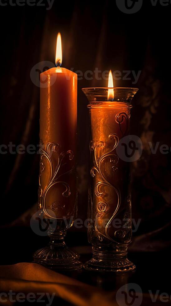 Candlelight, realistic photography background. photo