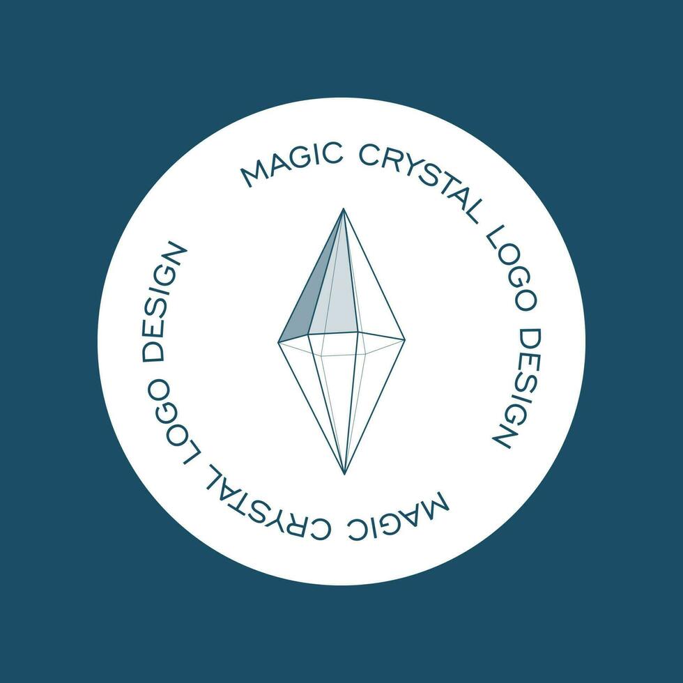Crystal gem outline logo illustration. Magic crystal concept. Modern vector illustration. Transparent line art gem with stars. Minimalistic sticker design for web.