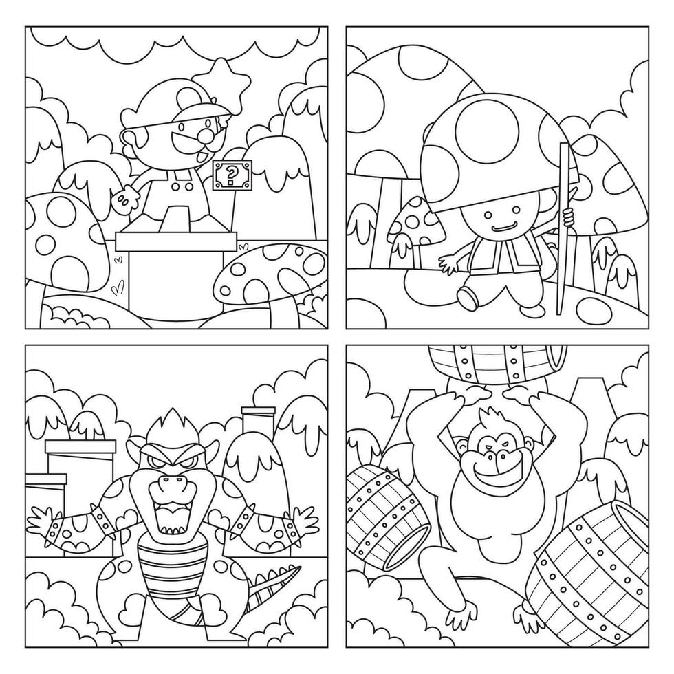 Video Game Character Coloring Pages vector