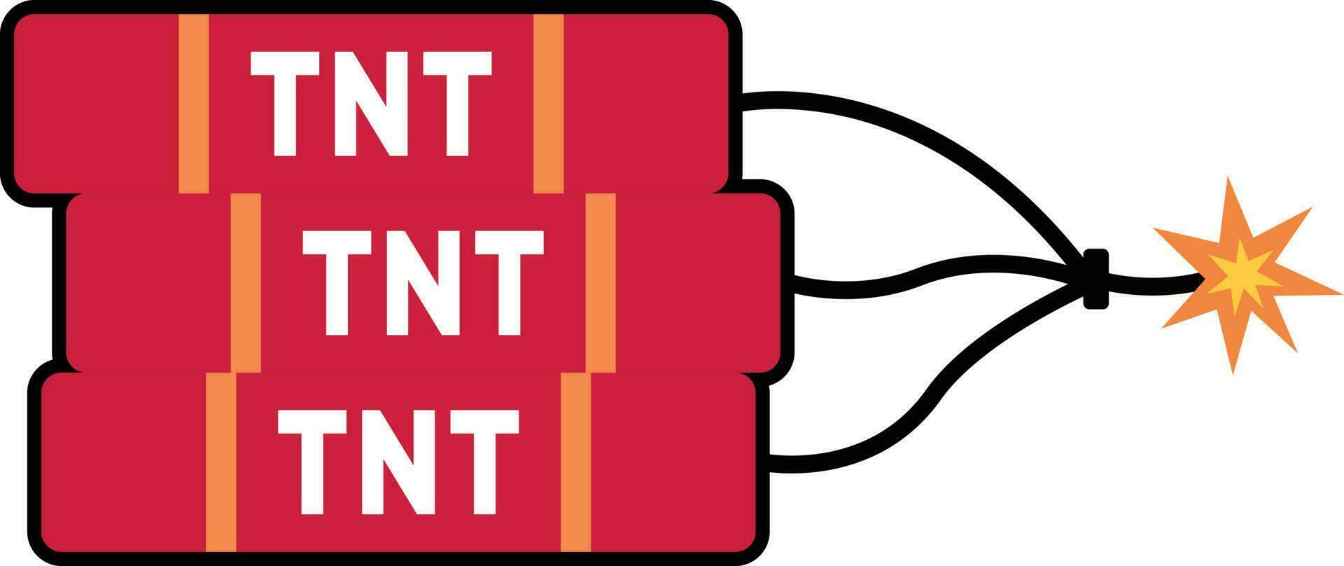 TNT bomb flat vector icon. Red trinitrotoulene pile with fuse simple icon.