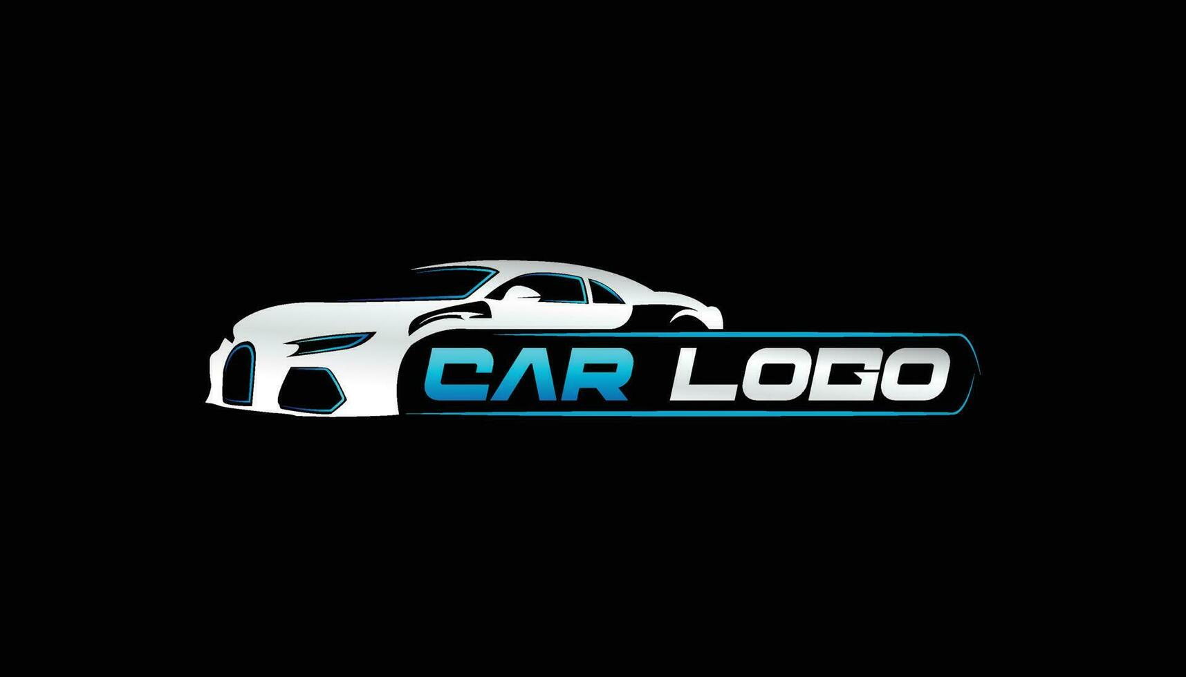 premium sport car logo vector with car outline on black background