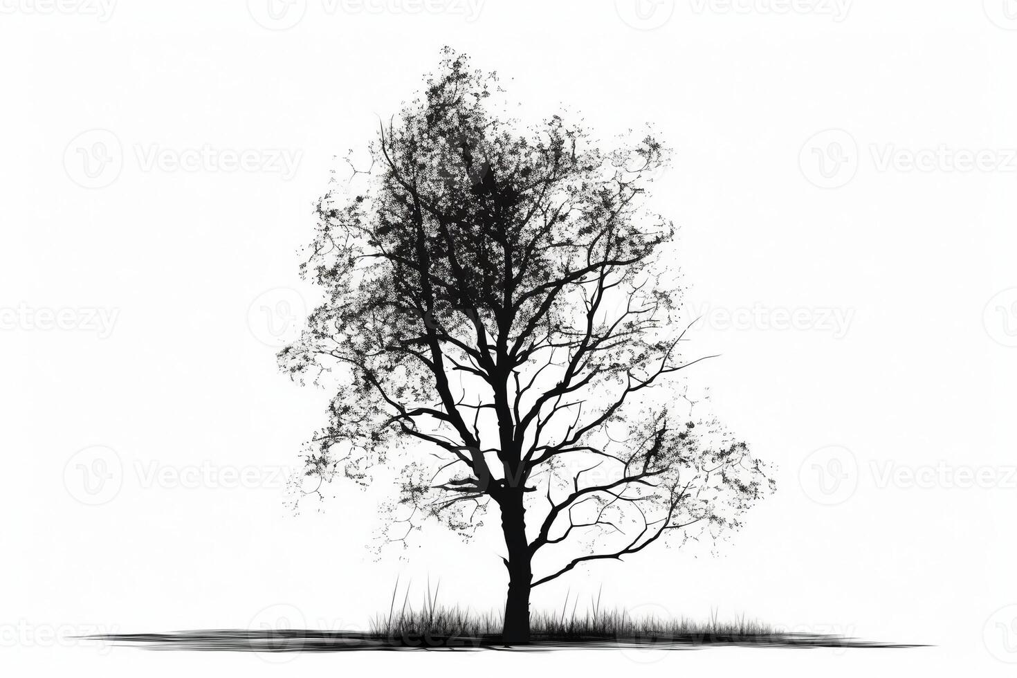 ilustración de abedul árbol sin hojas. ai generativo foto