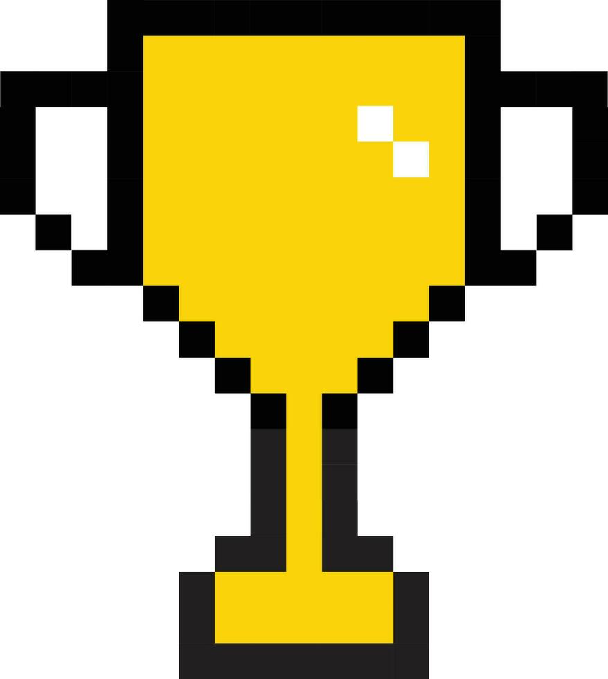 goblet pixel icon. Winner's trophy award sign. pixel art goblet yellow symbol. flat style. vector