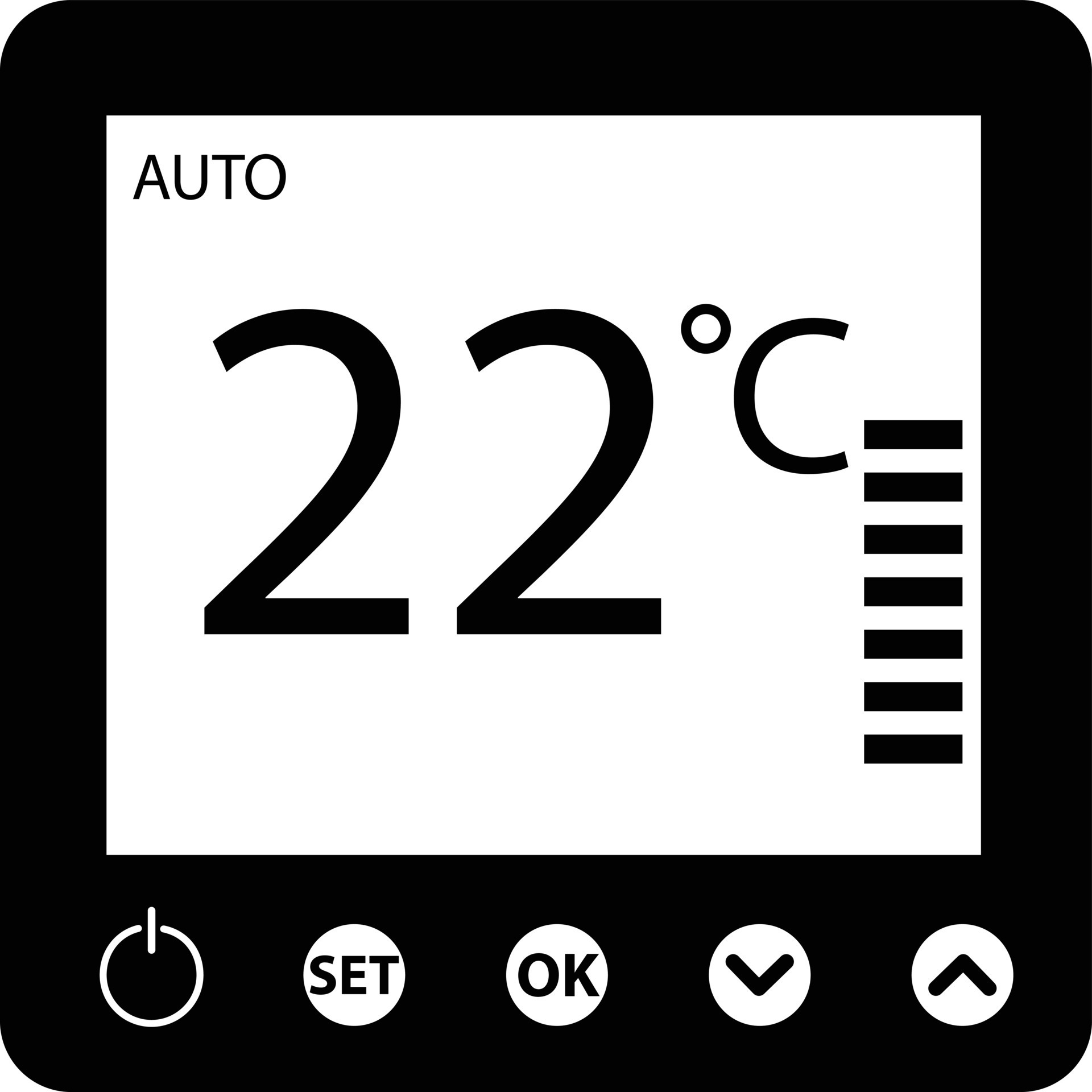 thermostat icon. electronic thermostat sign. temperature control symbol