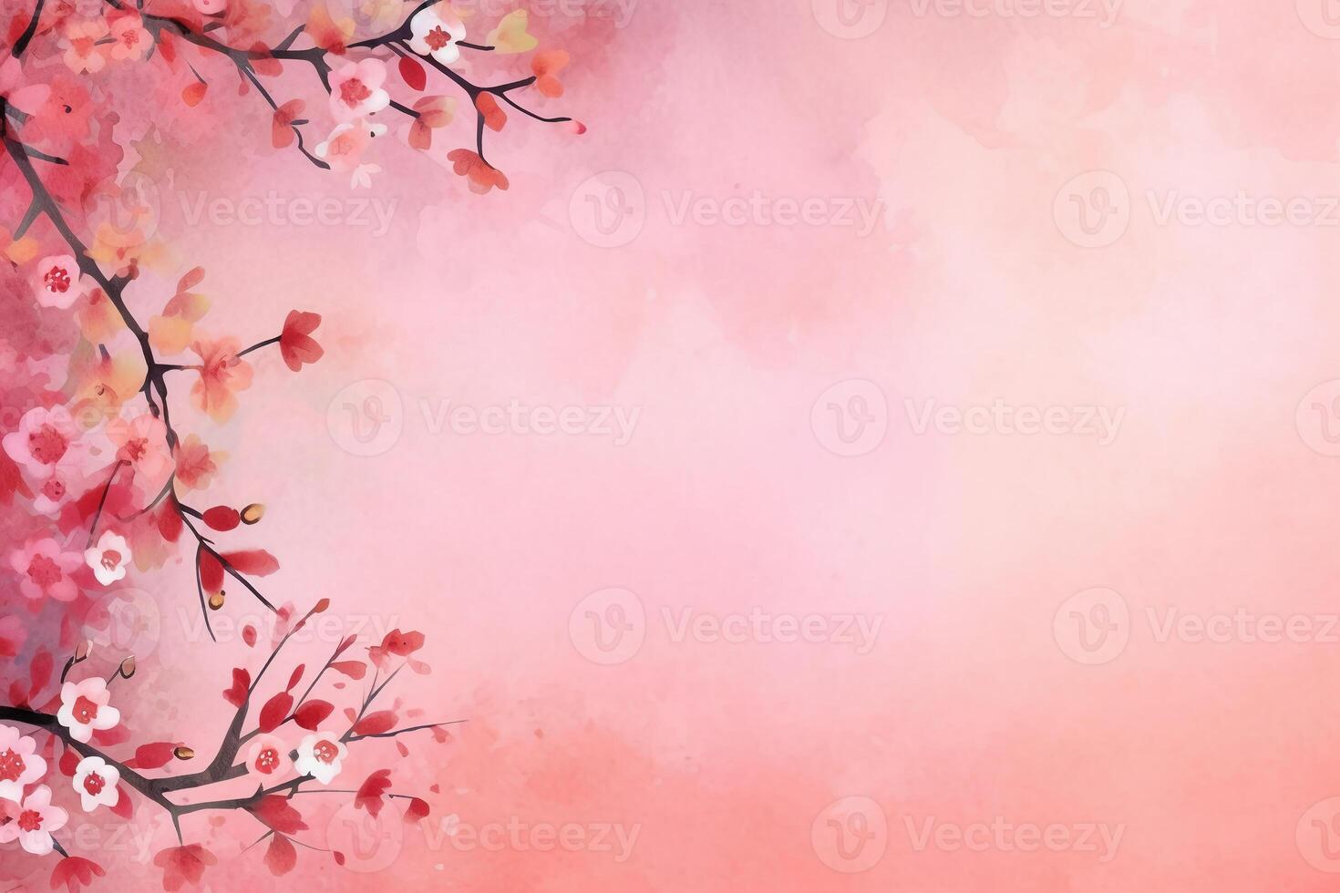 light pink background paper texture tiny petal flower painting in watercolor style. photo
