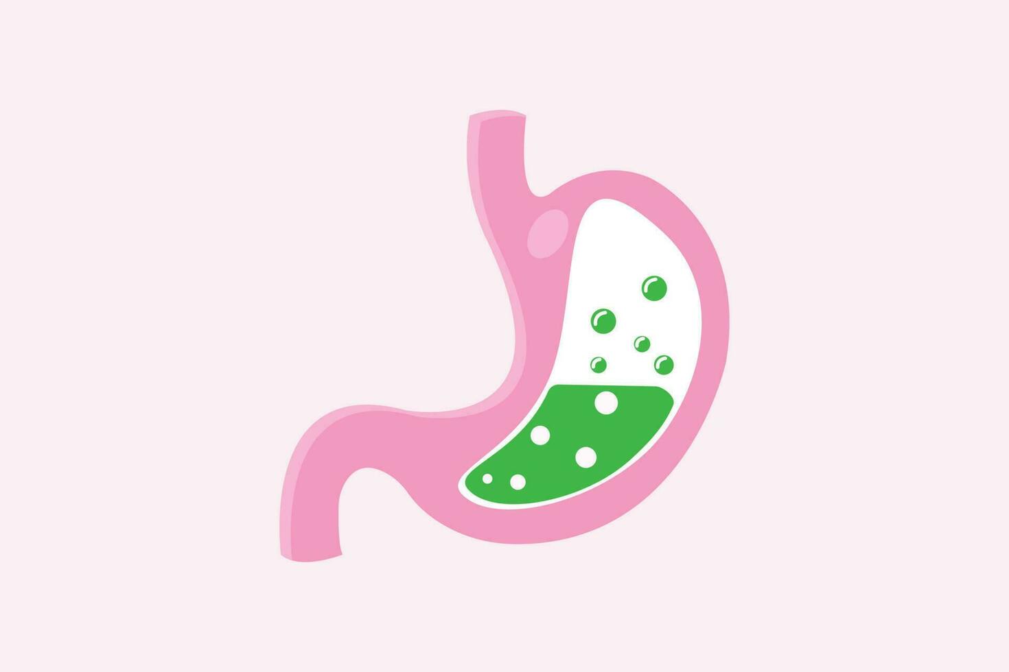 indigestion. medical illustration of nausea stomach isolated. Green liquid inside stomach. vector