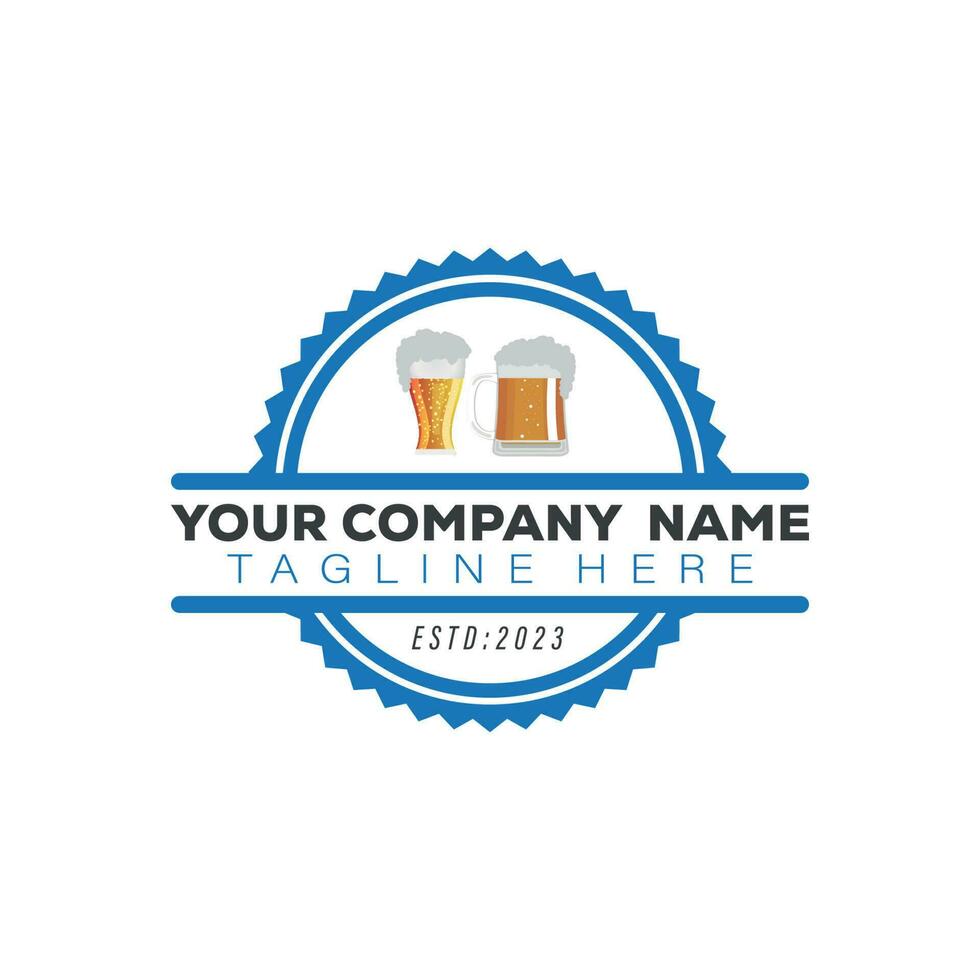 Mug of beer logo design template. Beer label. Vector illustration