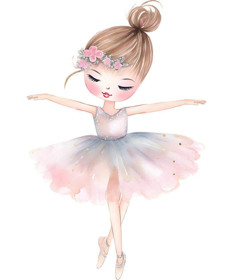 Cute little ballerina dancing pink background characters, pink tutus