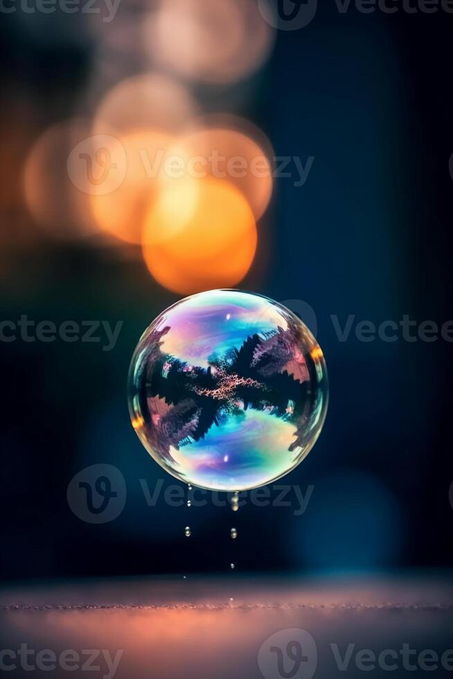 photograph of a single floating clear soap. photo