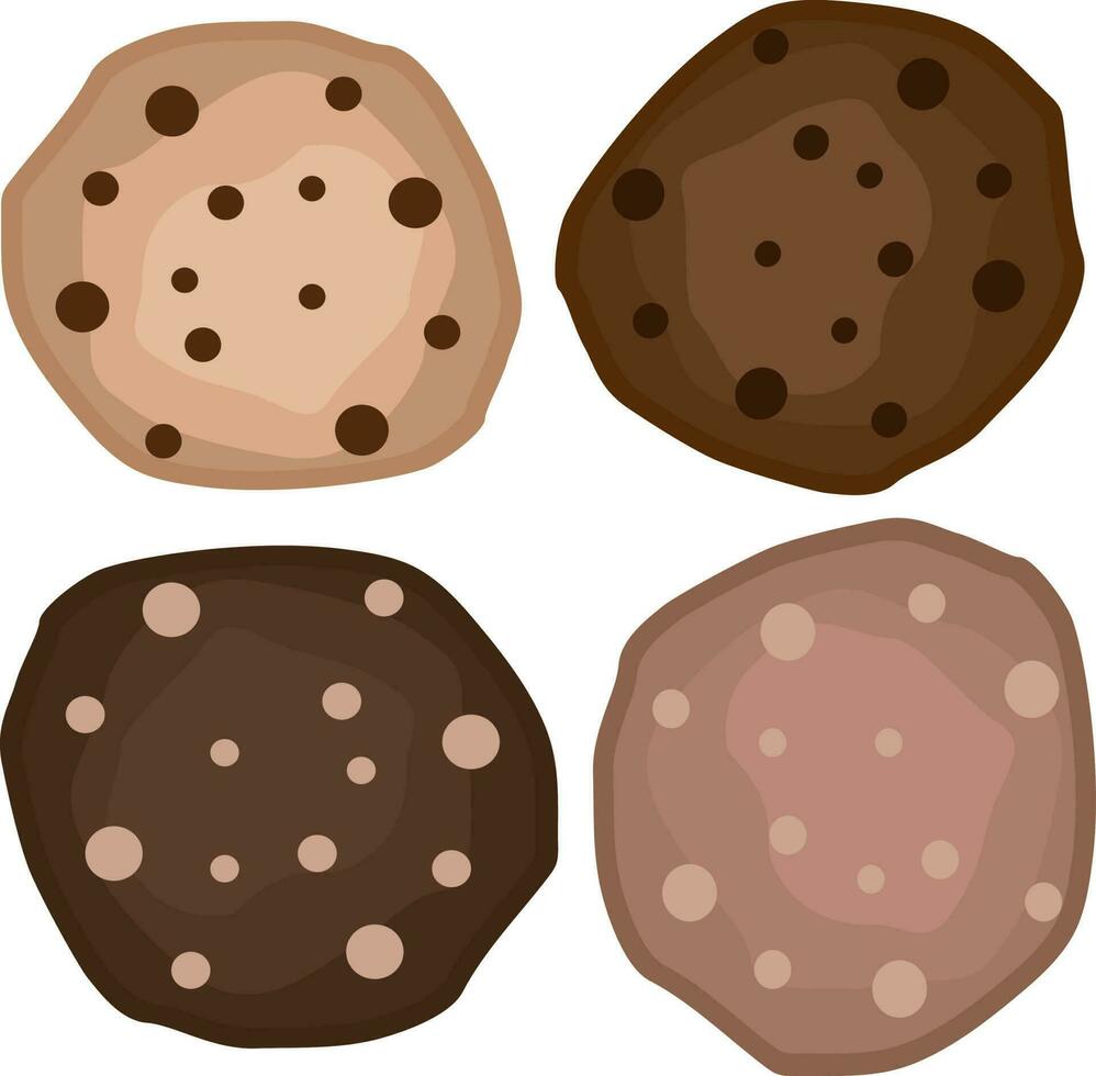 set of different chip cookies with chocolate chips illustration vector