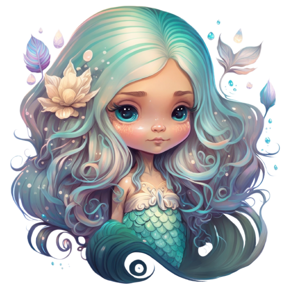 Cute Baby Mermaid Clipart watercolor t-shirt design, transparent background, png