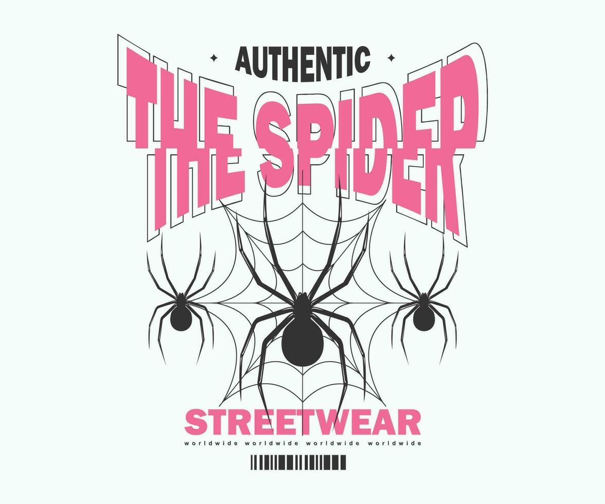 Aesthetic illustration of spider Streetwear t shirt design, vector graphic, typographic poster or tshirts street wear and Urban style