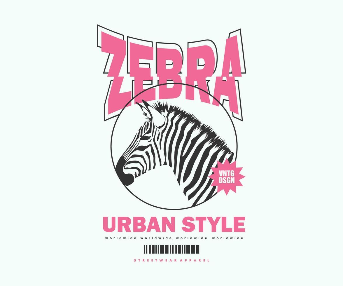 Futuristic illustration of zebra t shirt design, vector graphic, typographic poster or tshirts street wear and Urban style