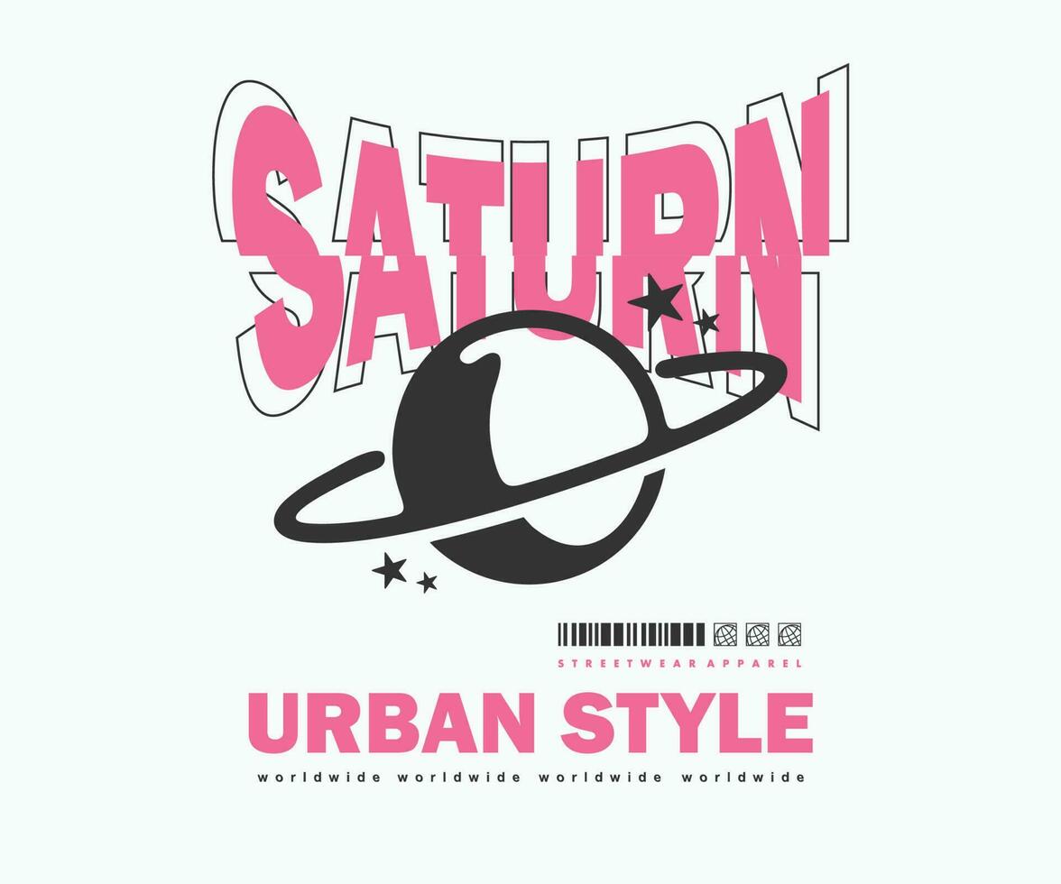 futuristic illustration of saturn t shirt design, vector graphic, typographic poster or tshirts street wear and Urban style