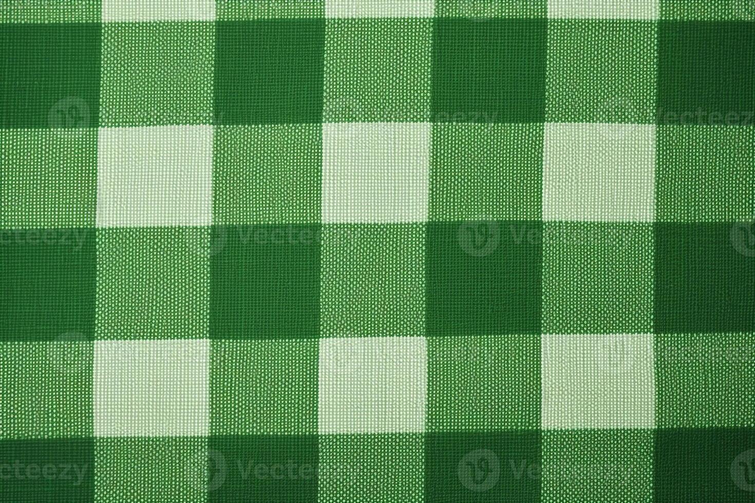 green fabric textile pattern, plaid background, linen cotton. photo