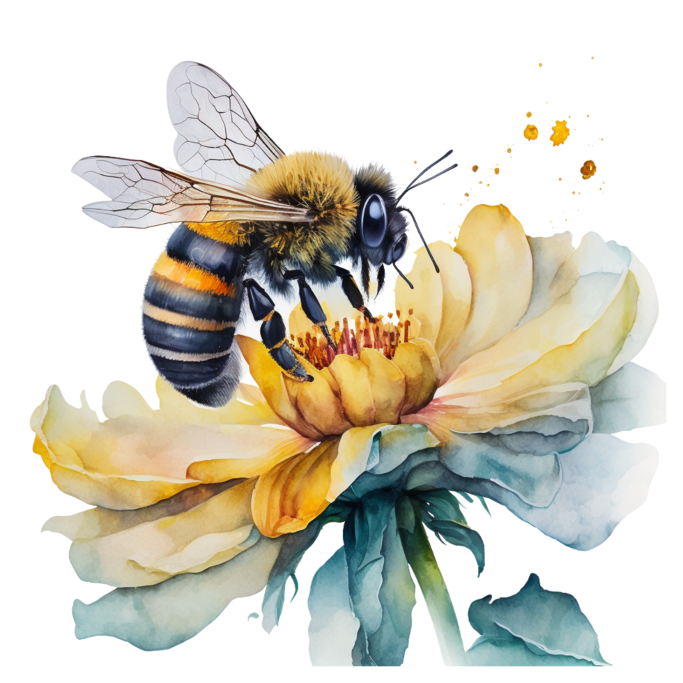 honeybee flowers collection png