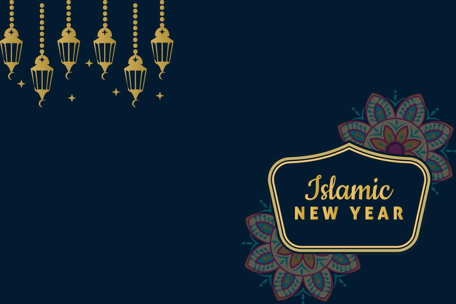 Happy Islamic new year background. Luxury golden arabesque style mandala pattern background. vector