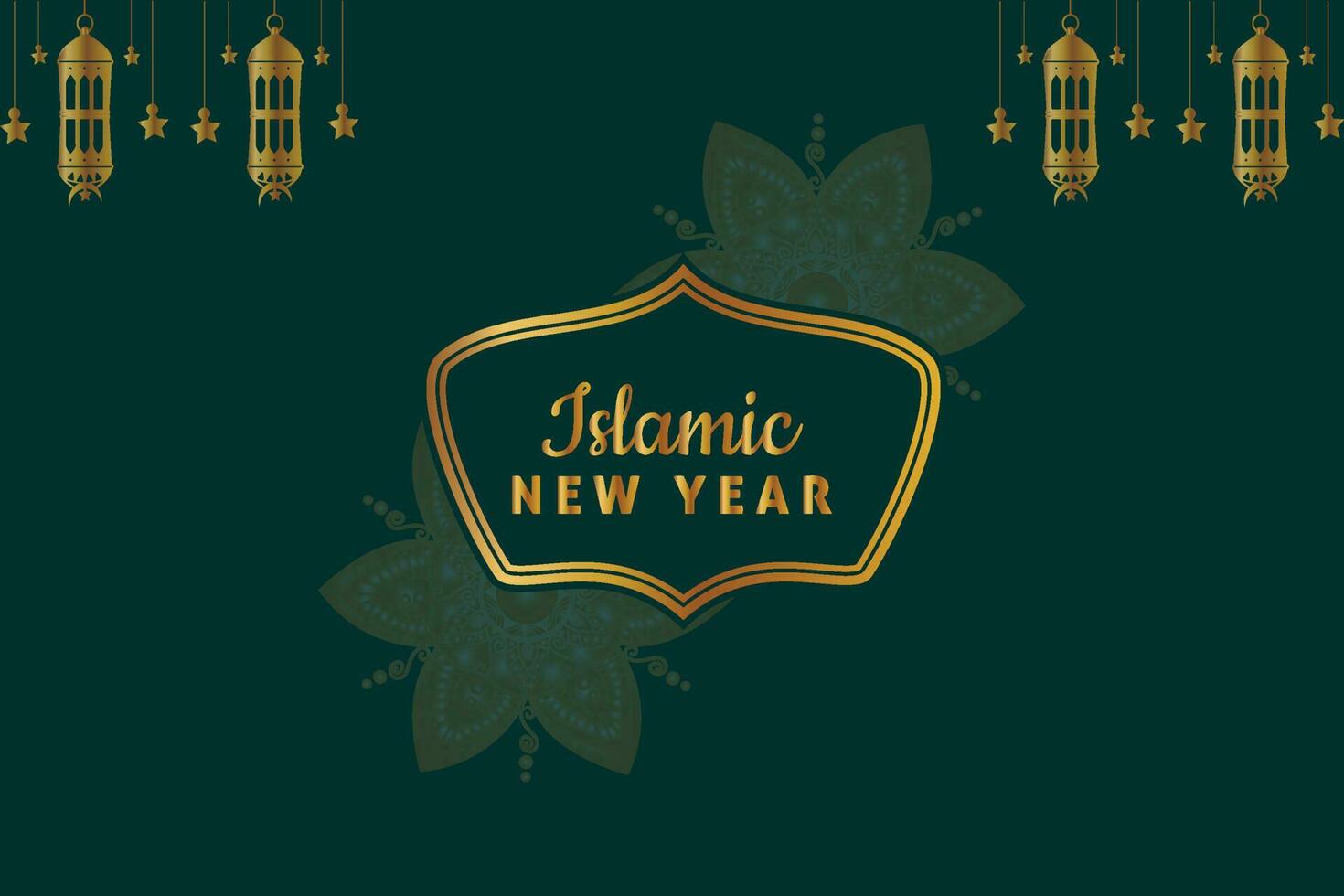 Happy Islamic new year background. Luxury golden arabesque style mandala pattern background. vector