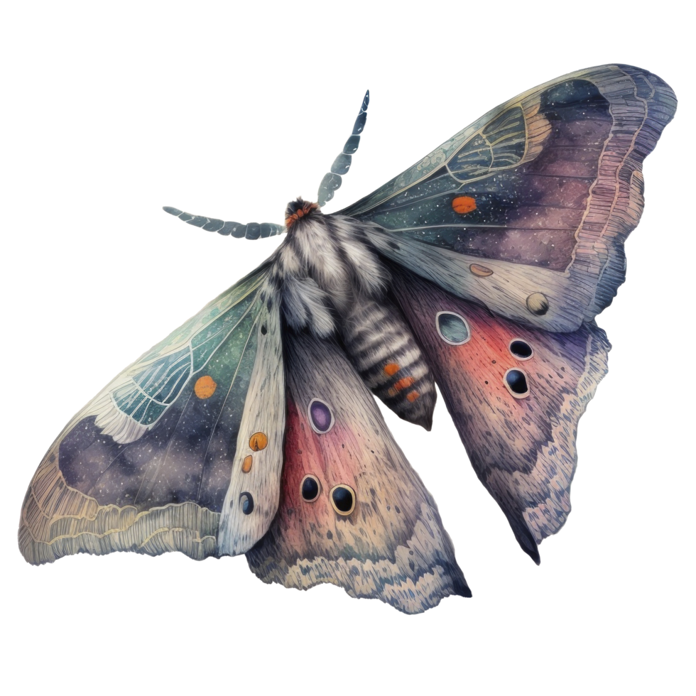 Celestial Moth Clipart watercolor t-shirt design, transparent