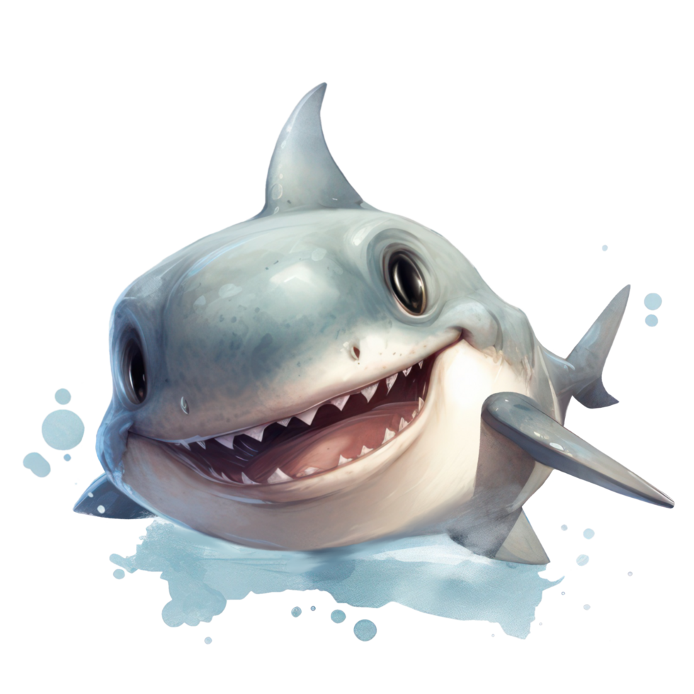 mignonne requin clipart aquarelle T-shirt conception, transparent arrière-plan, ai généré png