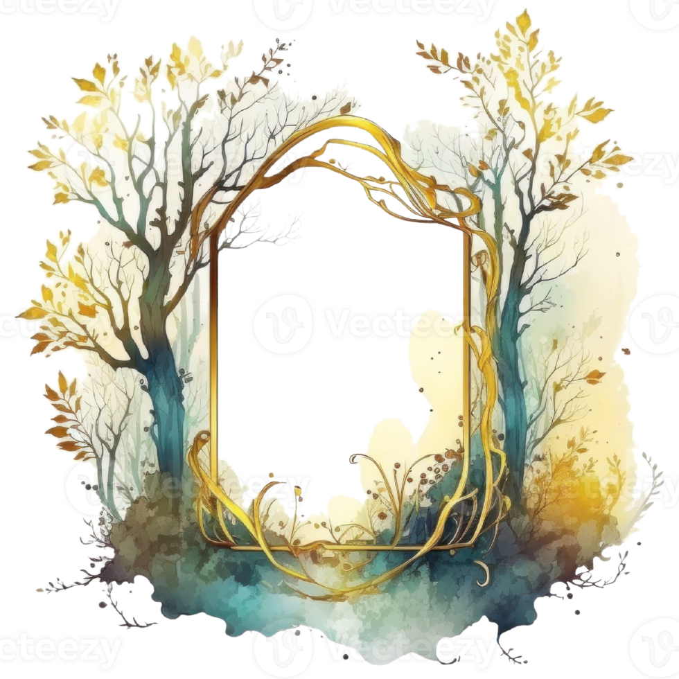 Enchanted Forest Frame Woodland t-shirt design, transparent background, png