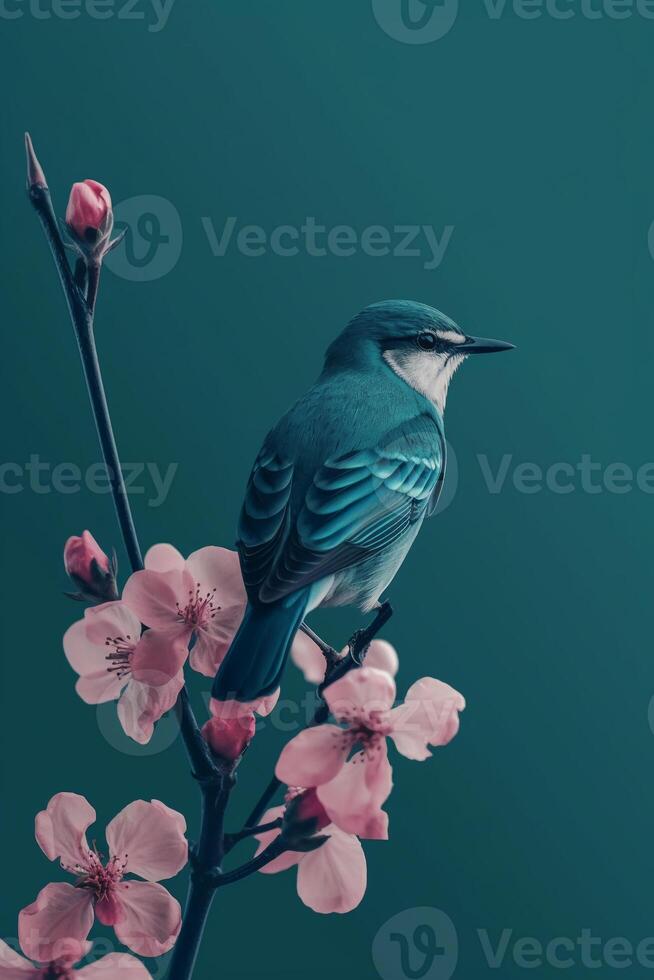Simple flowers and bird Phone modern wallpaper, minimal, abstract, aesthetic, modern, minimalistic. photo