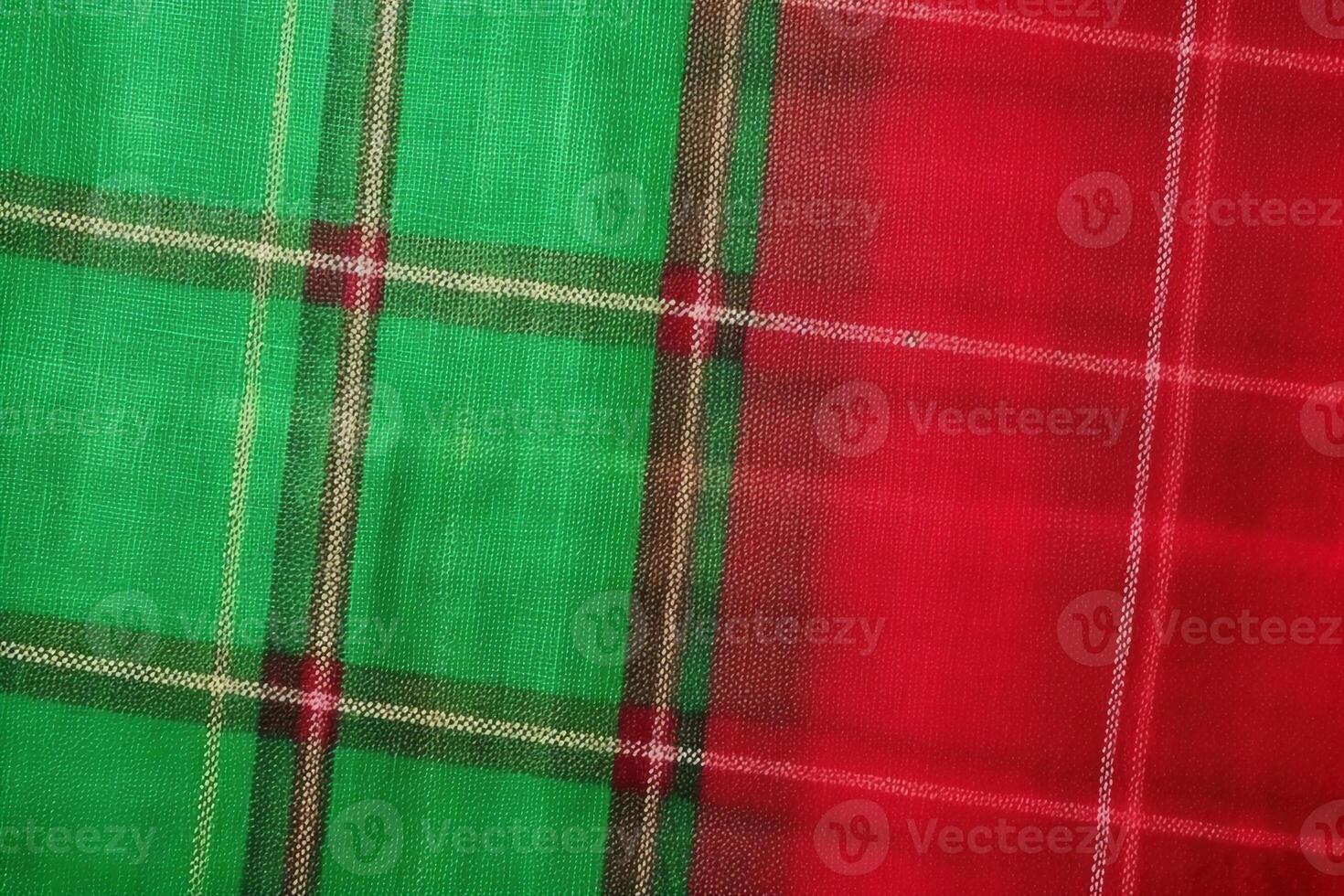 red fabric textile pattern, plaid background, linen cotton. photo