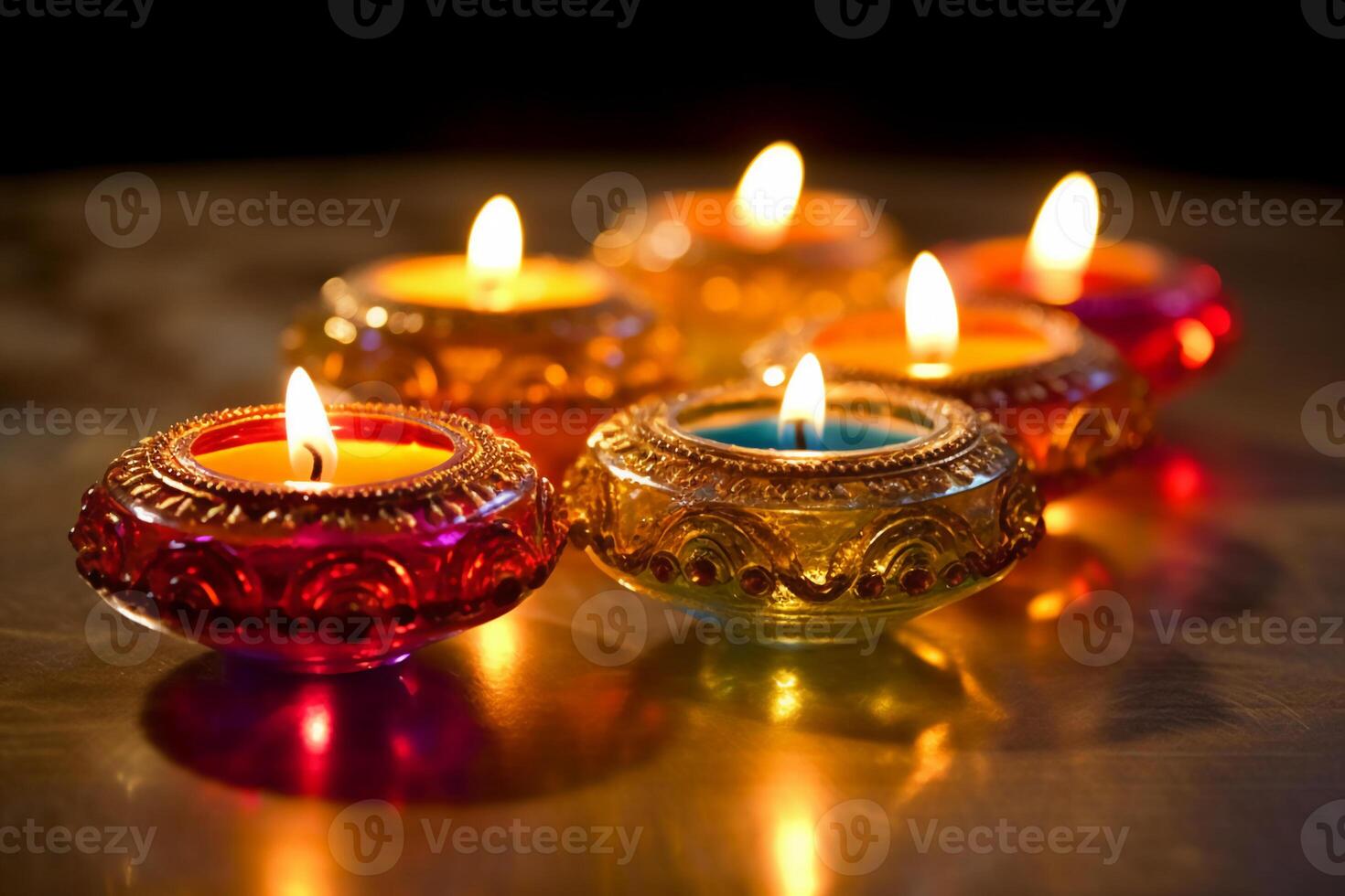 un diya petróleo lámpara, diwali concepto, borroso hindú festival de luces celebracion antecedentes. ai generativo foto