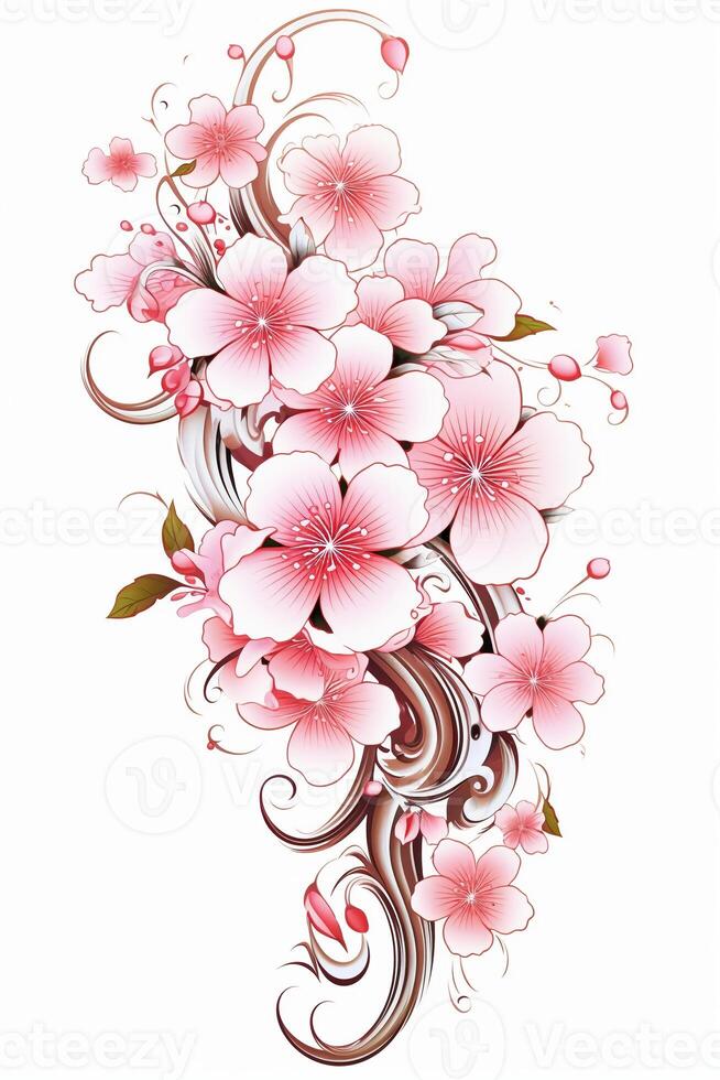 Copy space of Clipart of sakura blossoms. photo