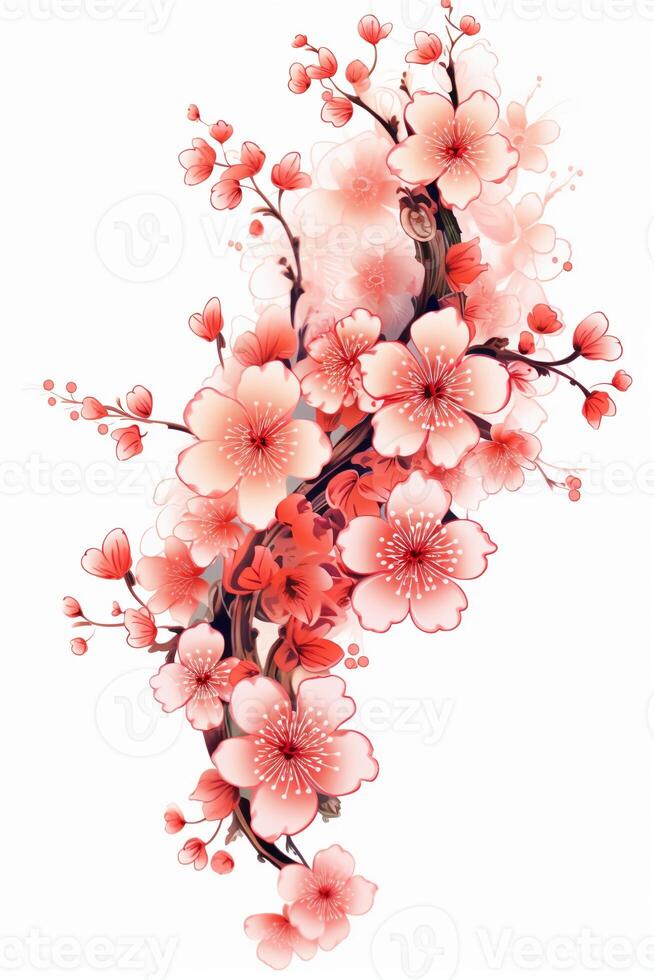 Copy space of Clipart of sakura blossoms. photo