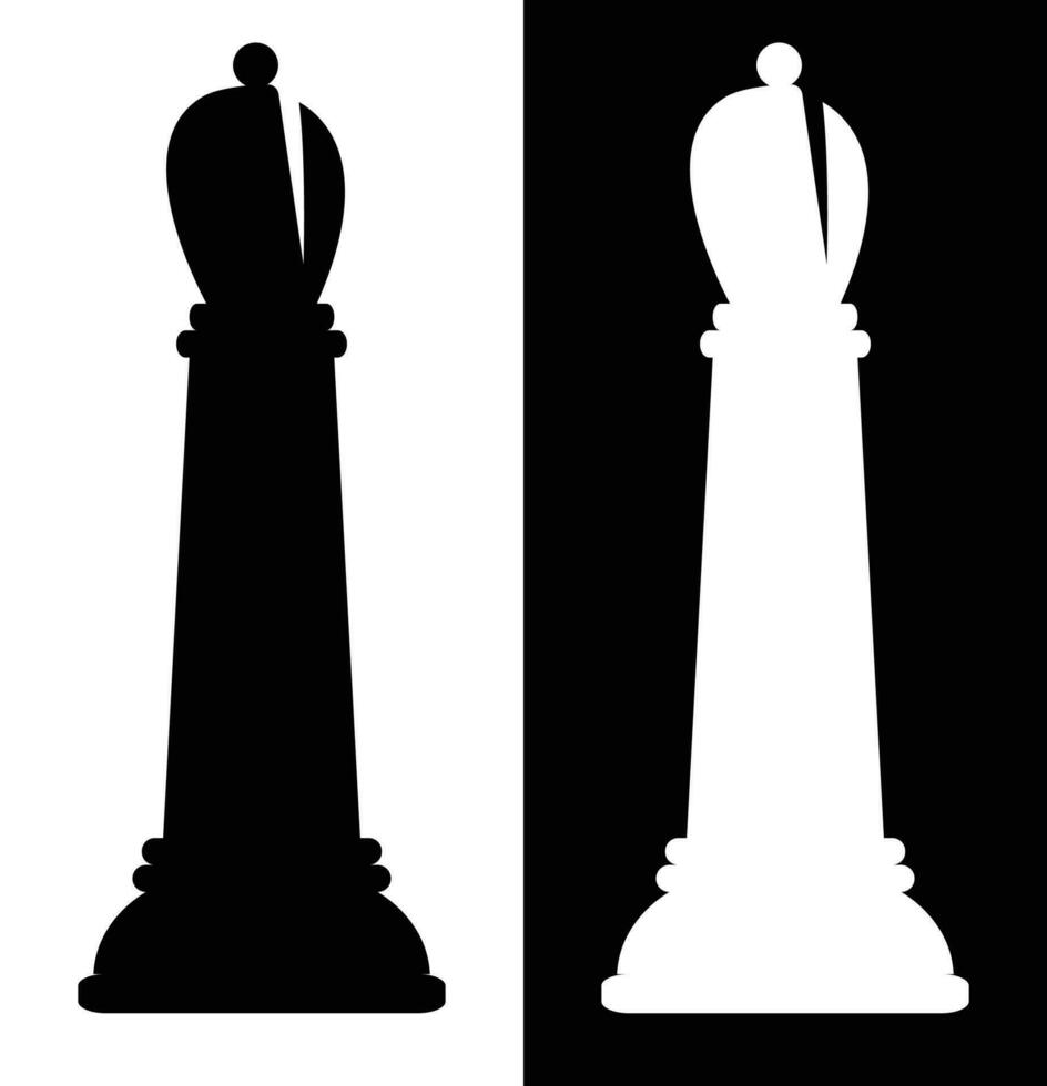 Bishop, chess bishop, black bishop and white bishop, chess piece, abstract, monochromatic, suitable for icon and sign and banner, vector illustration, creative design good for chess club and poster
