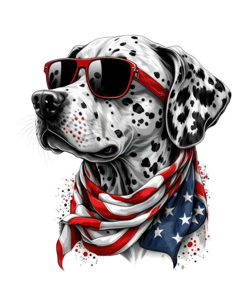 4th Of July Dogs Watercolor t-shirt design, transparent background, png