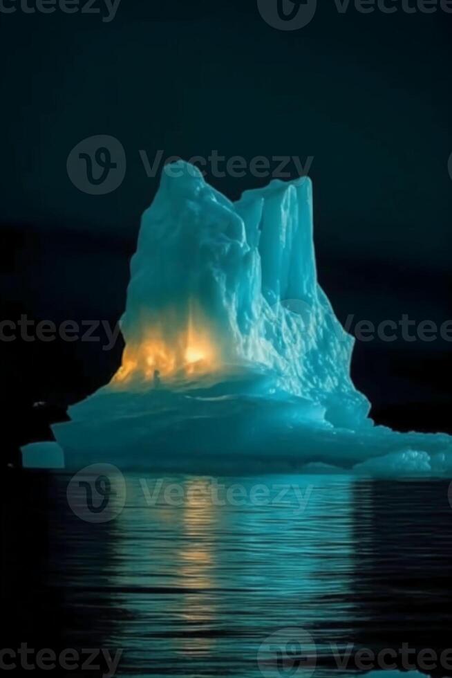 foto de luminiscente iceberg, increíble naturaleza. ai generativo