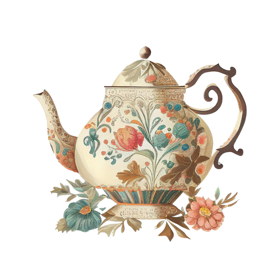 Watercolor Vintage Teapot Clipart ai generative 24178352 PNG