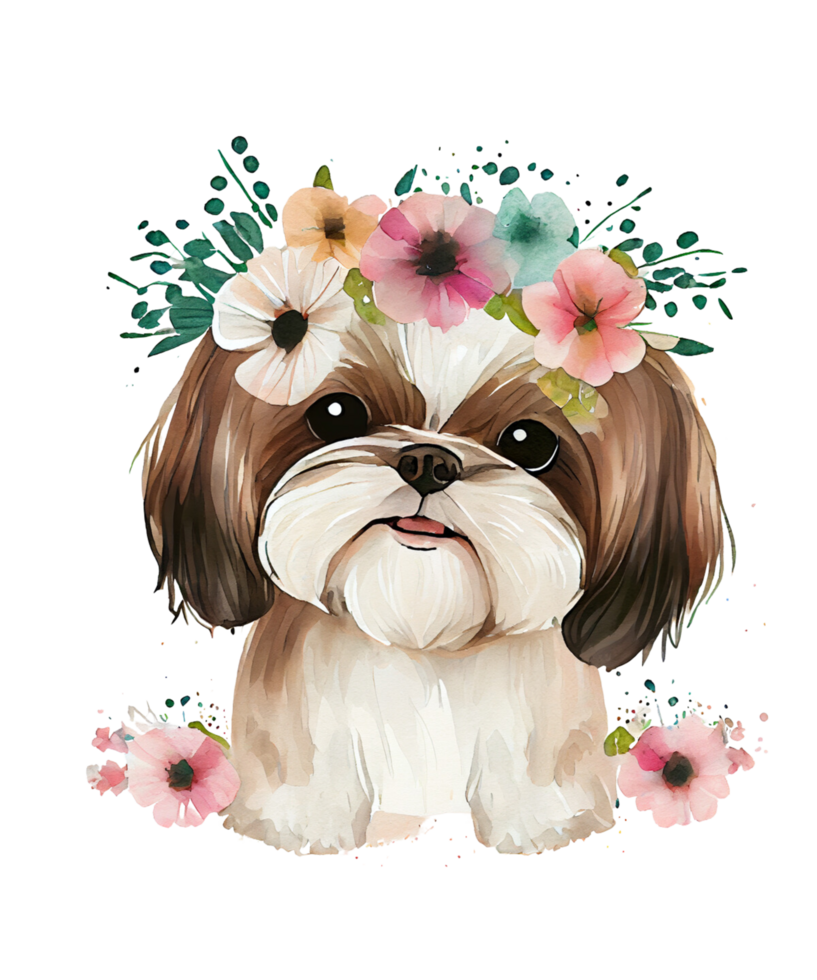 Cute Animals Watercolor flowers png